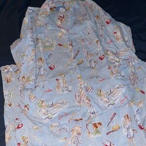 Rare Nick & Nora Blue Pajama Set Spa